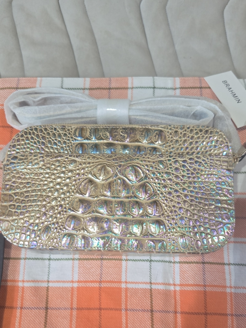 Brahmin Pearl Wonderland Iridescent Color Shifting Croc Embossed Crossbody